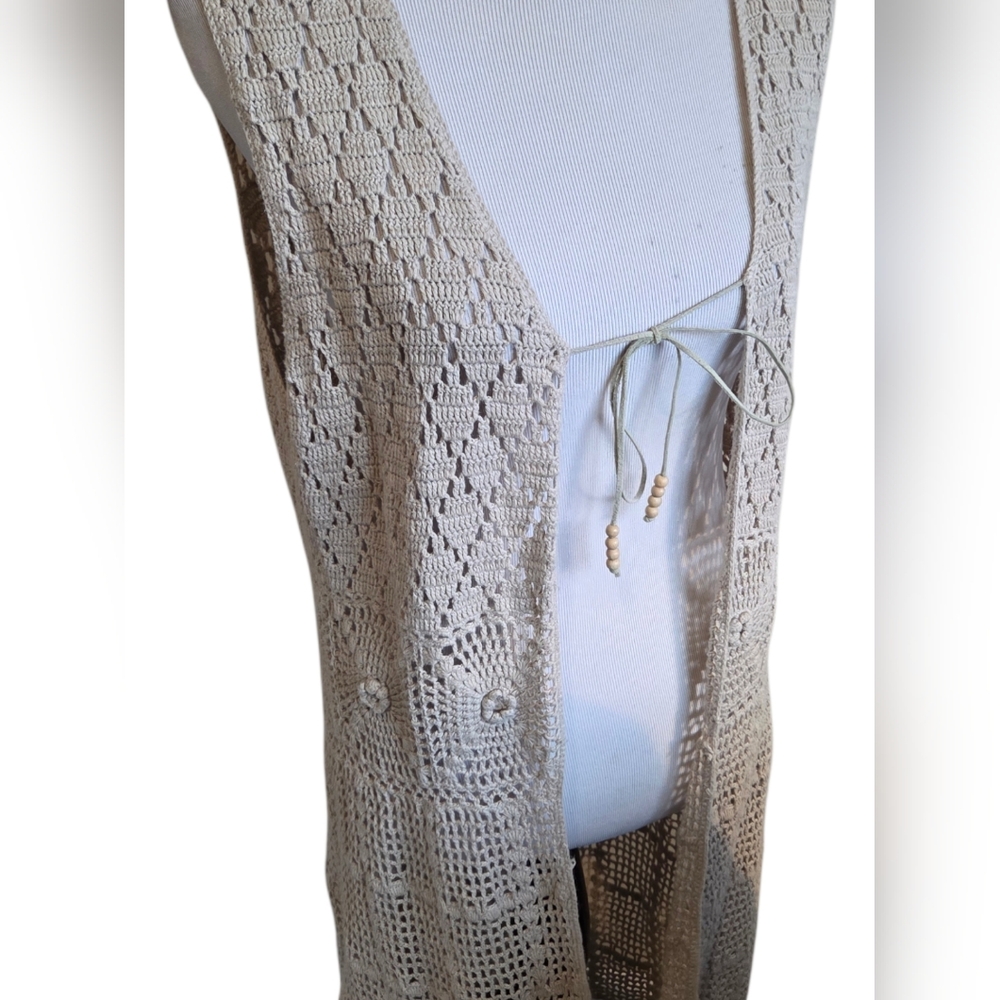 Bettie Page Beige Crochet Knit Top